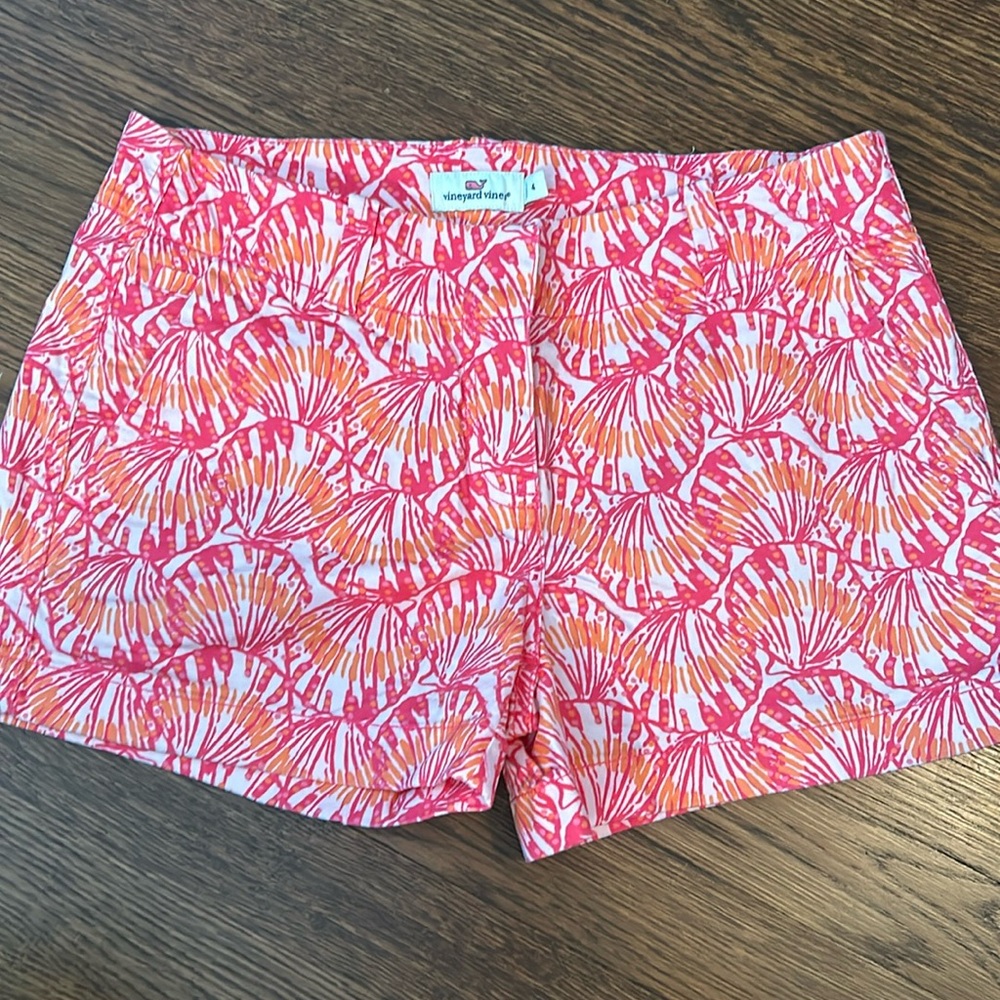 VINEYARD VINES Every Day Shorts Pink Tulip Shell Size 4 Cotton Spandex 3.5”